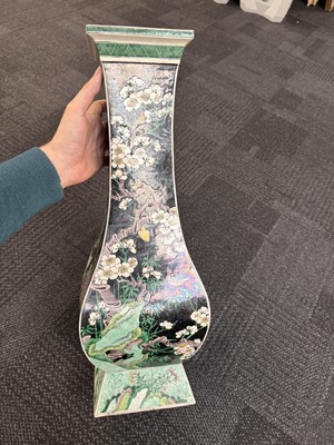 Lot 10 - A Chinese famille-noire 'birds and flowers' vase, Qing dynasty, Kangxi period