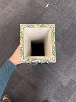 Lot 10 - A Chinese famille-noire 'birds and flowers' vase, Qing dynasty, Kangxi period