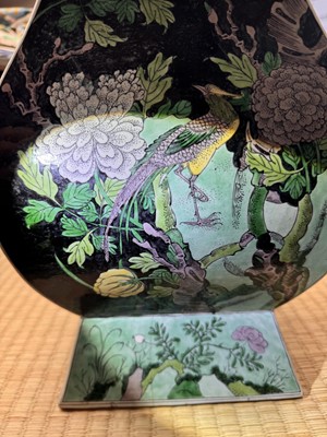 Lot 10 - A Chinese famille-noire 'birds and flowers' vase, Qing dynasty, Kangxi period