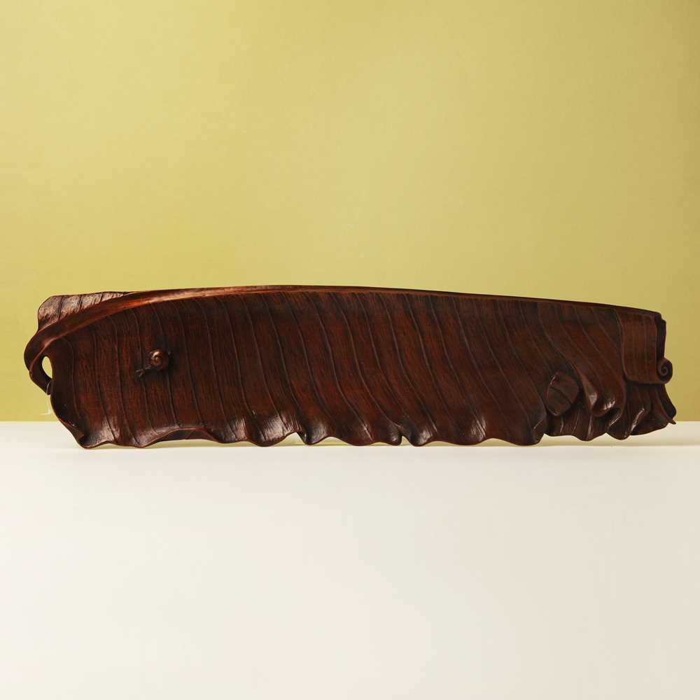 Lot 33 - A Japanese fruitwood tray for tea ceremony, Meiji period