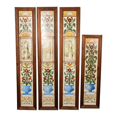Lot 403 - A set of four Victorian Aesthetic period hand-painted panels