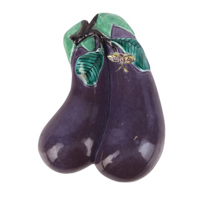 Lot 208 - A Chinese famille-rose 'aubergine' wall vase, Qing dynasty, 19th century
