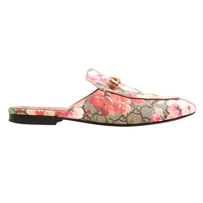 Lot 406 - Gucci Beige Blooms Rose Princetown Slipper - Size 42