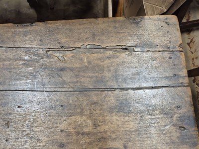 Lot 28 - A carved oak coffer, 17th / 18th century