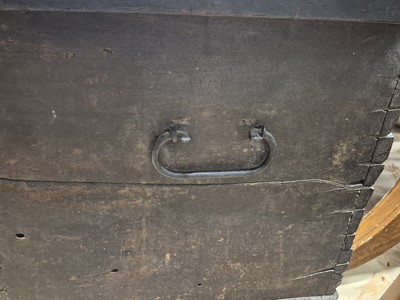 Lot 28 - A carved oak coffer, 17th / 18th century