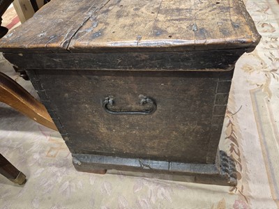 Lot 28 - A carved oak coffer, 17th / 18th century