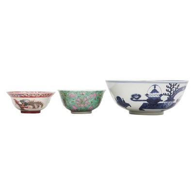 Lot 491 - Three Chinese bowls, 19th / 20th century