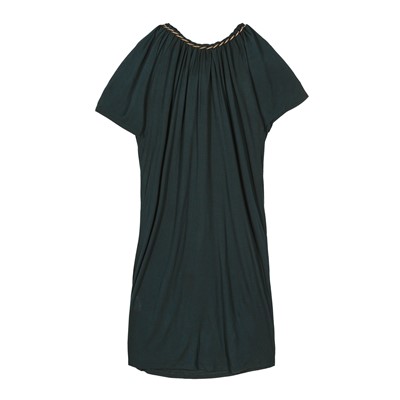 Lot 451 - Lanvin Bottle Green Drape Chain Trim Dress - Size M