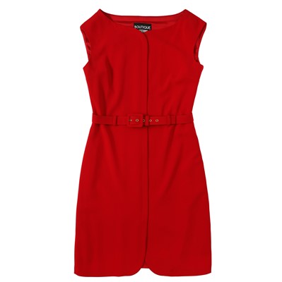 Lot 481 - Moschino Boutique Red Crepe Sleeveless Dress - Size UK 16