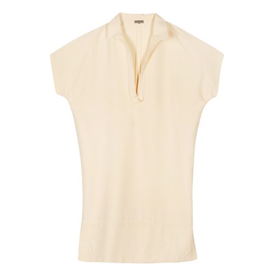 Lot 305 - Bottega Veneta Cream Silk Tunic Dress - Size 40