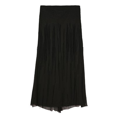 Lot 512 - Valentino Black Silk Tassel Maxi Evening Skirt - Size 44