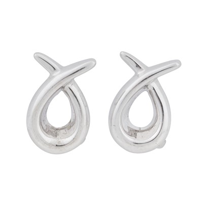 Lot 287 - Asprey and Garrard | A pair of crossover stud earrings, circa 2000