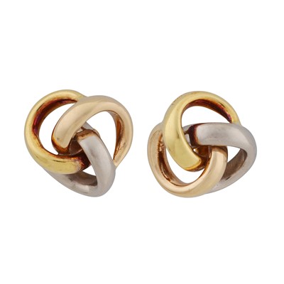 Lot 223 - Boucheron Ι A pair of tri-colour gold earrings, circa 1985