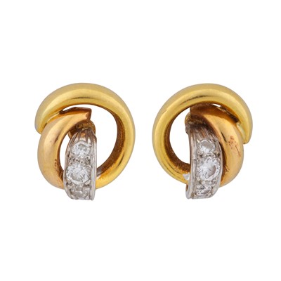 Lot 219 - Retailed by Boucheron Ι A pair of gold diamond earrings, circa 1984