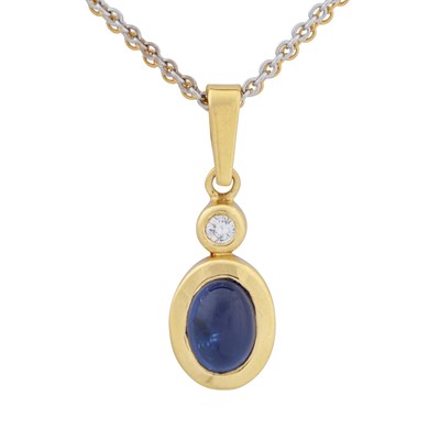 Lot 55 - A sapphire and diamond pendant necklace