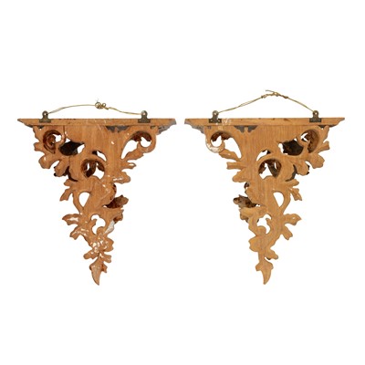 Lot 45 - A pair of 19th Century carved wood wall brackets circa 1880