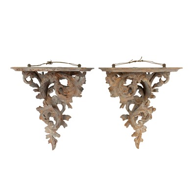 Lot 45 - A pair of 19th Century carved wood wall brackets circa 1880
