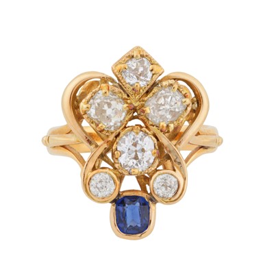 Lot 51 - A sapphire and diamond dress ring, circa 1964