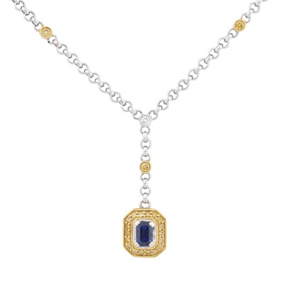 Lot 52 - A sapphire and diamond pendant necklace