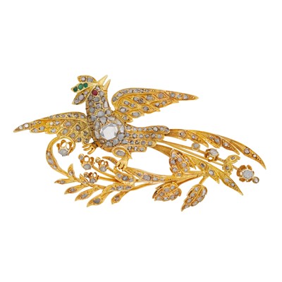Lot 404 - A multi-gem bird brooch