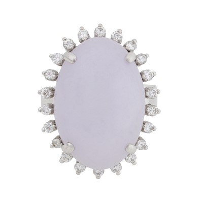 Lot 12 - A lilac jade and diamond cocktail ring
