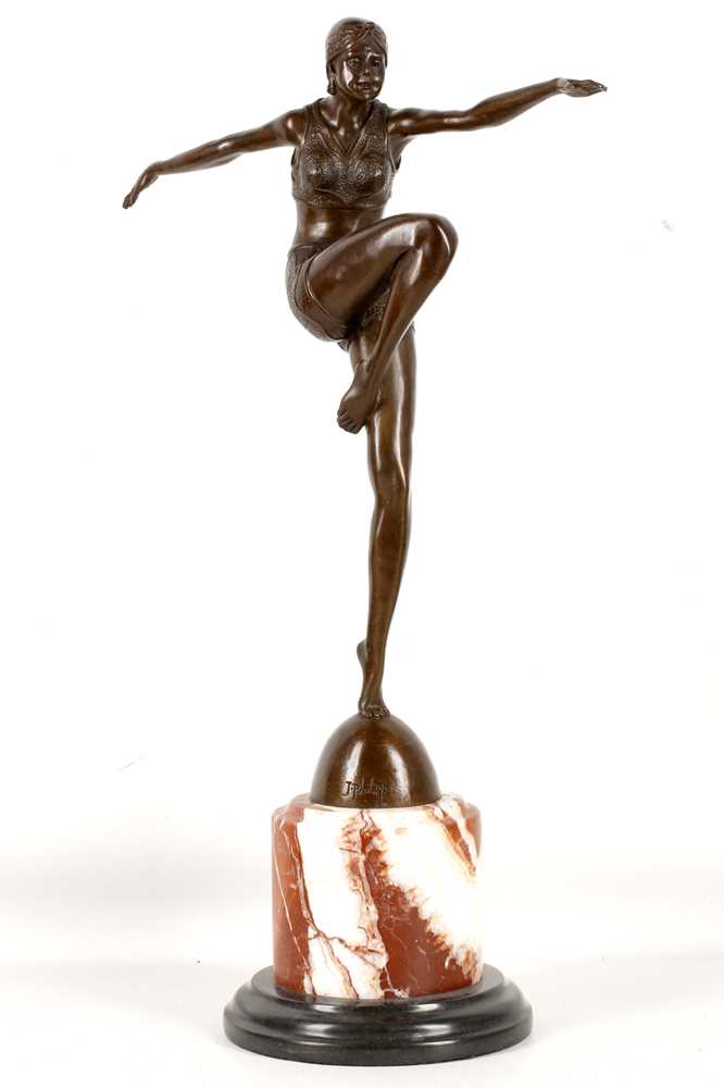 Lot 459 - After J. Philipp, an Art Deco style bronze...