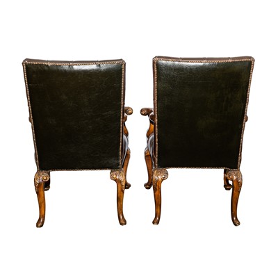 Lot 1 - A pair of Theodore Alexander leather library armchairs