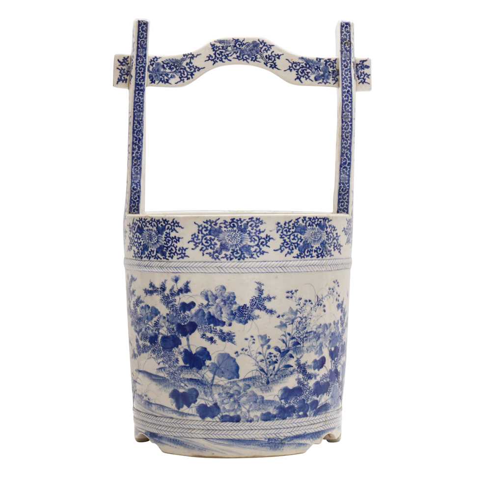 Lot 80 - A Japanese blue and white 'floral' bucket, 19th - 20th century