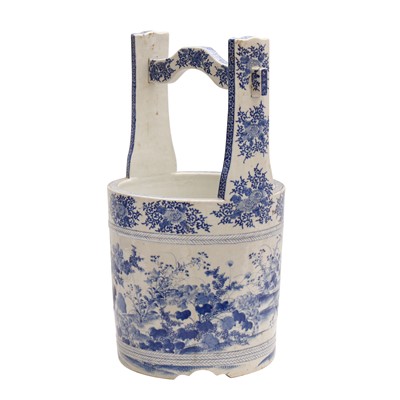 Lot 80 - A Japanese blue and white 'floral' bucket, 19th - 20th century