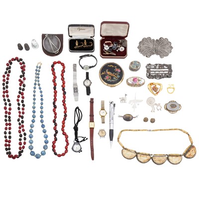 Lot 276 - A collection of silver, costume jewellery, and watches