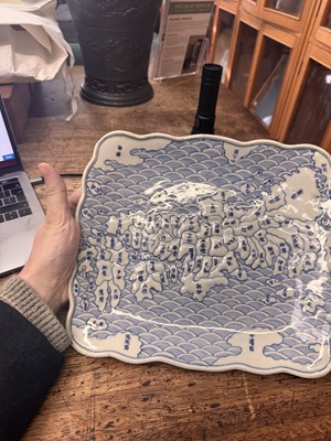 Lot 65 - A Japanese Arita blue and white 'map' dish, Edo period, circa 1830-1843