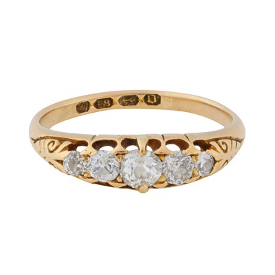 Lot 344 - A diamond five stone ring, circa 1888