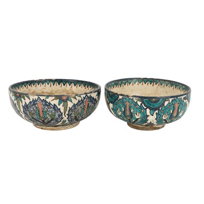 Lot 253 - Two Jerusalem ware pottery bowls decorated in the Iznik manner, circa 1920-40