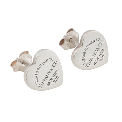 Lot 254 - Tiffany & Co. | A pair of 'Return to Tiffany' heart stud earrings