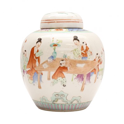 Lot 156 - A Chinese famille-rose jar and cover, late Qing dynasty