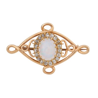 Lot 80 - An opal and diamond brooch