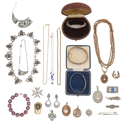 Lot 109 - A collection of silver, costume jewellery, and a watch