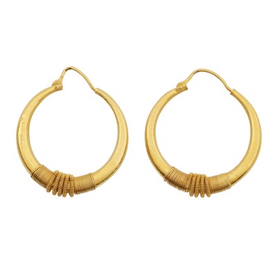 Lot 358 - A pair of hoop earrings