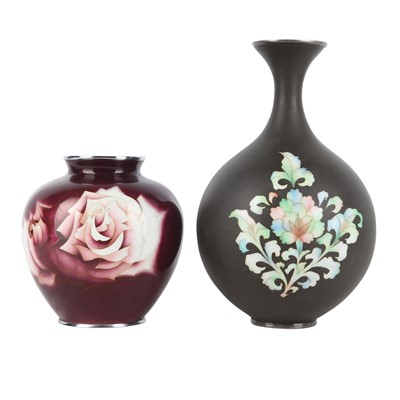 Lot 844 - Two Japanese cloisonné enamel 'floral' vases by Ando Jubei Company