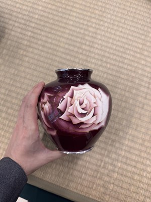 Lot 90 - Two Japanese cloisonné enamel 'floral' vases by Ando Jubei Company