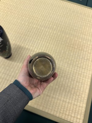 Lot 87 - A pair of Japanese cloisonné enamel 'chrysanthemum' vases, Meiji period