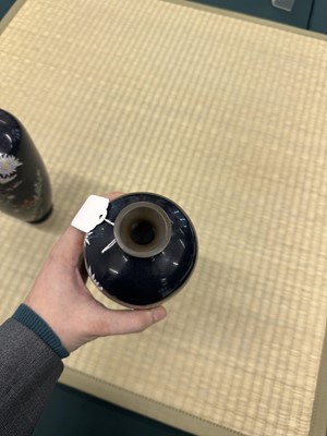 Lot 87 - A pair of Japanese cloisonné enamel 'chrysanthemum' vases, Meiji period