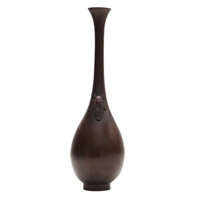 Lot 841 - A Japanese bronze 'cicada' vase, Meiji period