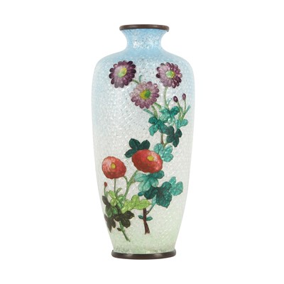 Lot 96 - A group of six Japanese cloisonné vases, Meiji or later