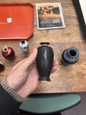 Lot 96 - A group of six Japanese cloisonné vases, Meiji or later