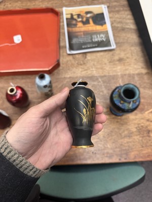 Lot 96 - A group of six Japanese cloisonné vases, Meiji or later