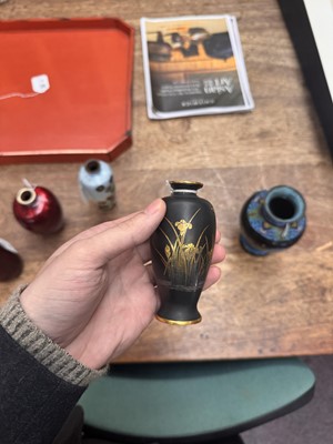 Lot 96 - A group of six Japanese cloisonné vases, Meiji or later