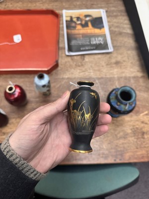 Lot 96 - A group of six Japanese cloisonné vases, Meiji or later