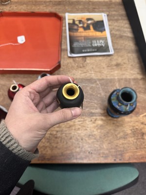 Lot 96 - A group of six Japanese cloisonné vases, Meiji or later