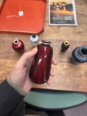 Lot 96 - A group of six Japanese cloisonné vases, Meiji or later